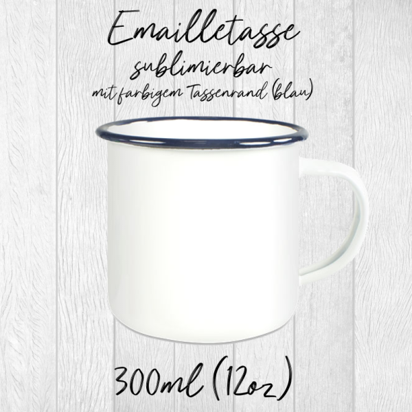 Emailletasse mit farbigem Tassenrand 12oz